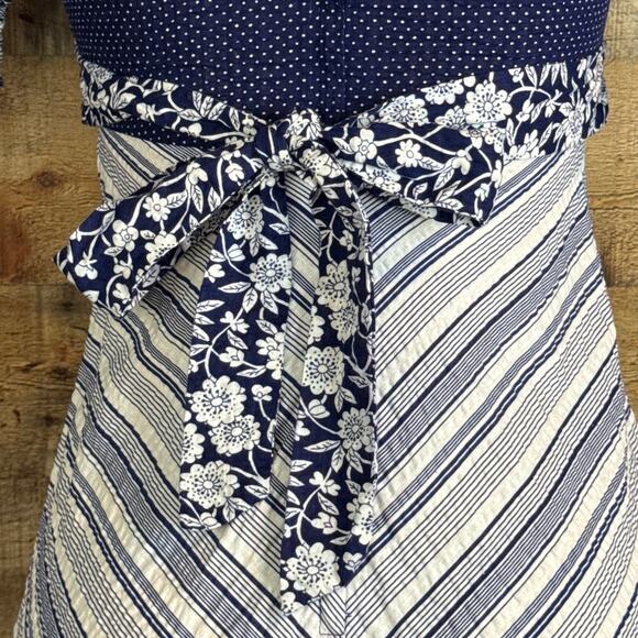 Vintage Jody T of California White Blue Prairie Smocked Gunne Sax Dress Size 5 - Picture 8 of 12